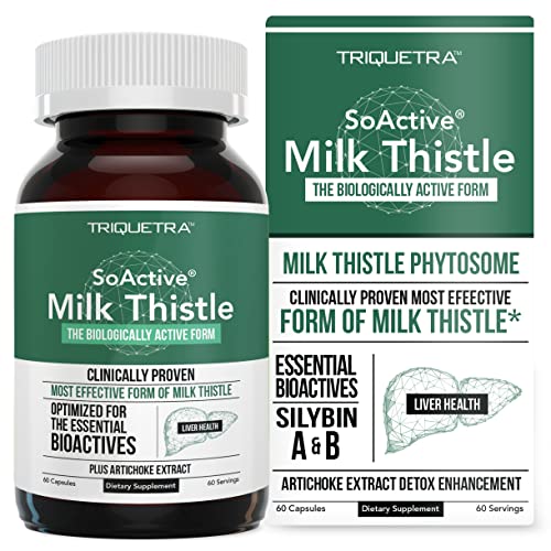 SoActive® Milk Thistle: Clinically Proven 10X More Effective Milk Thistle Phytosome, Optimized for Essential Bioactive Silybin A & B Plus Bilear® Artichoke Extract Detox & Bile Enhancer | 60 Servings