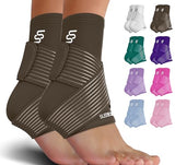 Sleeve Stars Ankle Brace for Women & Men, Achilles & Plantar Fasciitis Relief Compression Sleeve, Foot Brace with Ankle Support Strap, Heel Protector Wrap for Pain, Tendonitis & Sprain (Pair/Dark Brown)