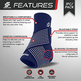 Sleeve Stars Ankle Brace for Women & Men, Achilles & Plantar Fasciitis Relief Compression Sleeve, Foot Brace with Ankle Support Strap, Heel Protector Wrap for Pain, Tendonitis & Sprain (Single/Navy Blue)