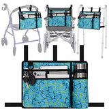 supregear Walker Bag with Cup Holder, Water-Resistant Wheelchair Pouch Folding Walker Accessory Basket for Wheelchairs, Rollators, Scooters (Blue Grid)