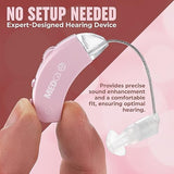 Digital Hearing Amplifier - Behind the Ear Sound Amplifier Set, BTE Hearing Ear Amplification Device and Digital Sound Enhancer PSAD for Hard of Hearing, Noise Reducing Feature, Pink by MEDca