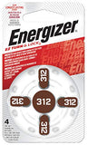 Energizer Hearing Aid Batteries Size 312, Brown Tab (96 Battery Count)