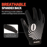 HANDLANDY Sticky Youth Football Gloves for Boys Girls, Cool Flexible Kids Football Gloves, Silicone Grip Wide Receiver Gloves Youth (Black and White, Small)