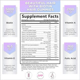 Hello Lovely! Hair Vitamins Gummies with Biotin 5000 mcg Vitamin E & C Support Hair Growth, Premium Vegetarian Non-GMO, for Stronger Beautiful Hair & Nails Supplement - 60 Gummy Bears