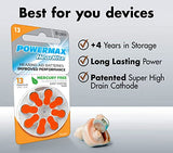 Powermax Size 13 Hearing Aid Batteries, Orange Tab, 128 Count