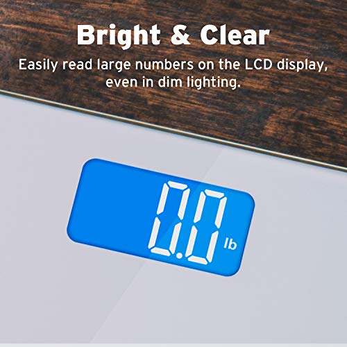 Etekcity Scale for Body Weight, Digital Bathroom Weighing Machine for People, Large and Easy-to-Read Backlight Display, Accurate with High Precision Measurements, Durable Tempered Glass, 400 lbs