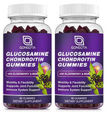 Glucosamine Chondroitin Gummies - 2- Pack, Extra Strength 1500mg Glucosamine with MSM & Elderberry, Joint Support Supplement, Best Cartilage & Immune Support Supplement for Men and Women - 120 count