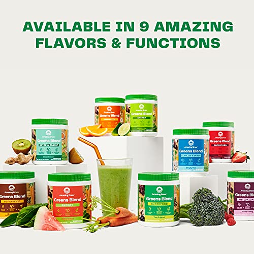 Amazing Grass Greens Blend Superfood: Super Greens Powder Smoothie Mix with Organic Spirulina, Alfalfa, Beet Root Powder, Digestive Enzymes & Probiotics, Original, 100 Servings (Packaging May Vary)