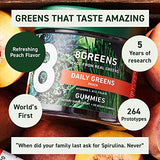 8Greens Daily Green Gummies - Superfood Booster, Energy & Immune Support, Made with Real Greens, High in Antioxidants, Vitamin C, B12, Folate, Spirulina - Peach Flavored, 50 Vegan Gummies, Pack of 6