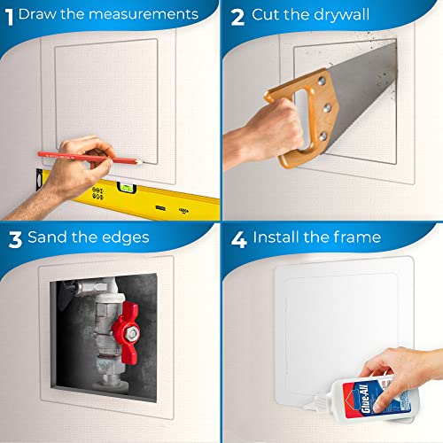 Access Panel for Drywall - 14 x 14 inch - Wall Hole Cover - Access Door - Plumbing Access Panel for Drywall - Heavy Durable Plastic White