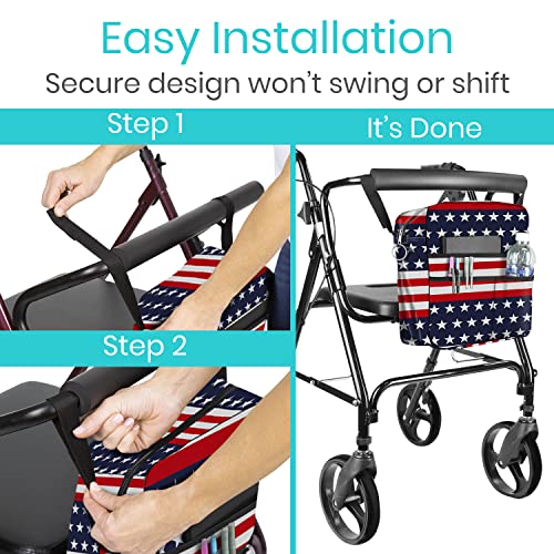 Vive Wheelchair Bag for Accessories (12" x 5 x 12") - Large Adjustable, Folding, Waterproof Backpack - Fits Walkers, Rollators, and Chairs - Pouch for Elderly & Seniors - Caddy Pouch Tray Attachment