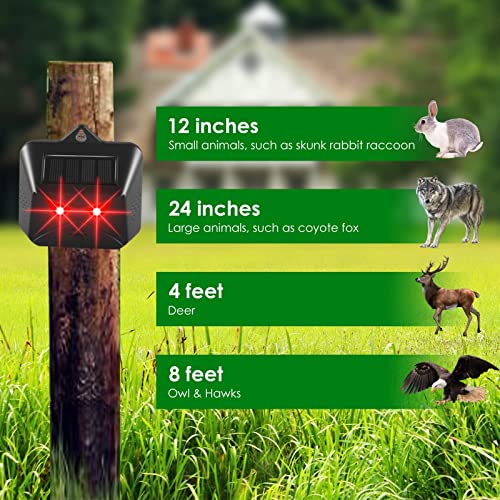 Solar Animal Repeller Predator Lights Deterrent for Coyote Fox Skunk Raccoon Rabbit Cat Dog Deer Repellent Devices Outdoor for Chicken Coop Yard Farm Garden, IP44 Waterproof, 8 Pack