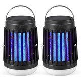 Solar Bug Zapper Outdoor Waterproof Mosquito Zapper for Patio Home Camping, 3 in 1 Cordless Mosquito Light Killer Portable Small Bug Zapper - Camping Light, Mosquito Killer, Flashlight - Black, 2 PCS