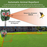 ZOVENCHI Ultrasonic Animal Repellent, Outdoor Solar Powered and Waterproof PIR Sensor Repeller, Motion Activated with Flashing LED Light and Sound Effectively Scares Away Cats, Dogs, Foxes, Birds