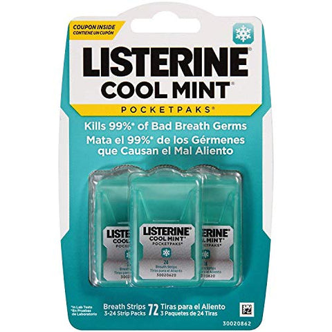 Listerine Cool Mint Pocketpacks Breath Strips 288 Ct. (Pack of 4)