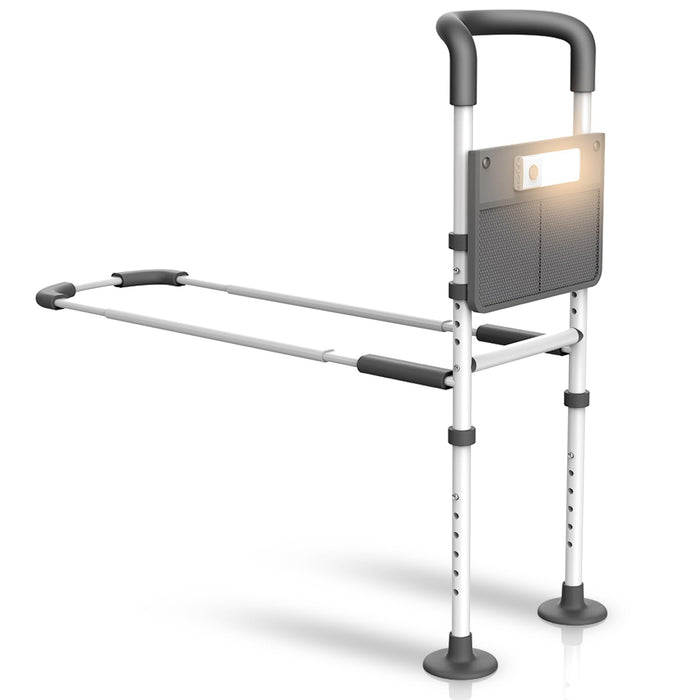 Agrish Bed Rails for Elderly Adults - with Motion Light & Storage Pouch, Bedside Assist Bar with Support Legs for Seniors & Surgery Patients - Adjustable Medical Bed Handles Fit Any Bed