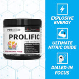 PEScience Prolific Pre Workout Powder, Guava Pineapple Punch, 40 Scoop, Energy Supplement with Nitric Oxide