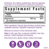 Bluebonnet Nutrition Magnesium Aspartate 400 mg, 200 Vegetarian Capsules