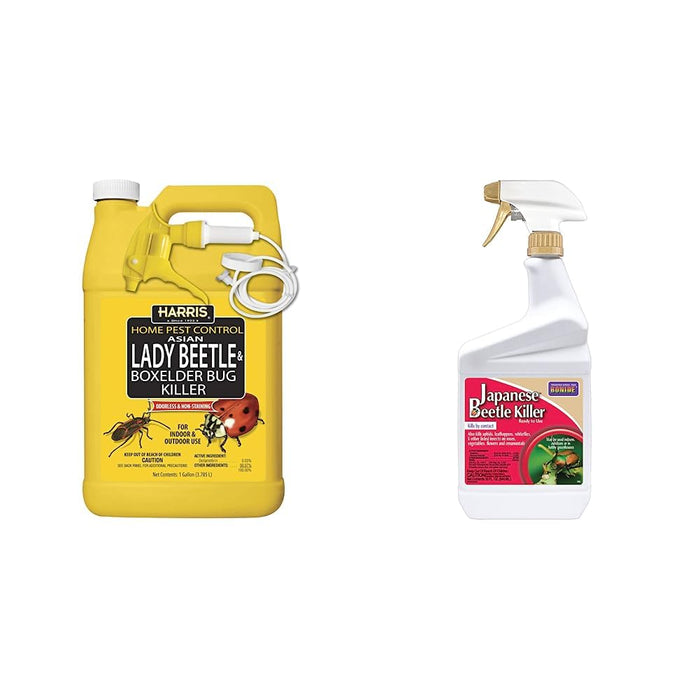 HARRIS Asian Lady Beetle, Japanese Beetle, and Box Elder Killer (Gallon) & Bonide Japanese Beetle Killer Ready-to-Use Spray, 32 oz Indoor Outdoor Insecticide for Residential Use, Kills by Contact