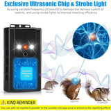 Under Hood Animal Repeller with Strobe Light & 3 Power Supply Methods, Safe Ultrasonic Pest Repellent Battery Operated Rodent Deterrent Keep Mice Rat Squirrel Away from 12V Car Engine Truck RV, 2 Pack