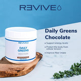 Revive MD Super Greens Powder Mix - Smoothie & Juice Mix with Green Superfoods Blend of Wheatgrass, Spirulina & Chlorella - Probiotics, Inulin & Fiber for Digestive Health & Gut Health (Chocolate)