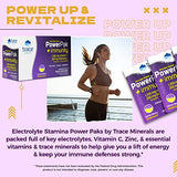Trace Minerals | Power Pak Electrolyte + Immunity Boost Drink Packets | 1200 mg Vitamin C, Elderberry, Zinc, D3, B6, B12 | Immunity, Hydration, & Energy Support | Fizzy Lemon Berry | 60 Packets