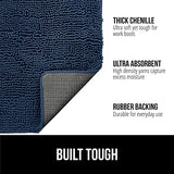 Gorilla Grip Soak Stopper Absorbent Indoor Chenille Doormat, 36x24, Muddy Dog Washable Mat, Quick Dry Soft Microfiber, Durable Rubber Backing, Absorbs Water and Moisture, Door Mat for Entry, Navy Blue