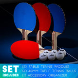 Franklin Sports 4 Player Table Tennis Paddle and Ball Set, Blue/Red