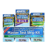 Advatec Master Test Strip Kit - for Freshwater, Saltwater & Reef Aquariums, Test for 11 Parameters! -Fast Lab-Grade Results with Interpretation Guide! (25 Ct. - 75 Strips, 275 Tests)