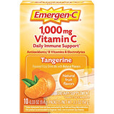 Emergen-C 1000mg Vitamin C Powder, with Antioxidants, B Vitamins and Electrolytes, Vitamin C Supplements for Immune Support, Caffeine Free Fizzy Drink Mix, Tangerine Flavor - 10 Count