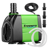 FREESEA Submersible Aquarium Fountain Pump: 400GPH 25W Adjustable Ultra Quiet Small Fish Tank Water Pump with 5ft Tubing for Outdoor | Pond | Hydroponic | Waterfall