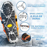 Premium crampons for Mountain Boots with 19 Stainless Steel Spikes - Professional Anti-Slip Boot Spikes for Snow & ice - Winter Spikes for Hiking Boot Shoes Ice (Light Orange with Plastic Bag, M)