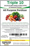 Triple 10 All Purpose Liquid Fertilizer 10-10-10 with Amino Acids (5.5%) & Seaweed Extract (32oz)