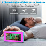 Kids Alarm Clock with Lights, 8 RGB Night Lights with Sleep Aid, Conspicuous Colorful LED Numbers, Slider Dimmer, Snooze, 12/24H, Simple to Operate, Basic Bedside Digital Clock for Kids Elderly