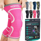 MODVEL Knee Compression Sleeve for Knee Pain Relief & Knee Support - Pack of 2 Knee Sleeves for Women & Men, 1 Pair of Knee Brace for Running, Workout, Sports, & Injury Recovery - Medium, Pink/Pink