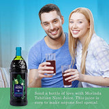 TAHITIAN NONI Juice by Morinda, Original and Authentic, Noni Fruit Puree from Tahiti with Natural Blueberry & Grape (Resveratrol), All-Natural Daily Wellness Drink - 2 One Liter Juice Bottles Case