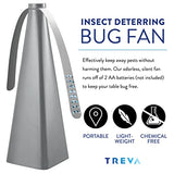 Treva Chemical Free Bug Fan, Fly Deterrent with Holographic Blades to Clear Bugs, Mosquitoes, and Flies, Battery Powered Fly Fan, Silver (4 Pack)