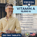 Freeda Kosher Vitamin A Palmitate - Retinyl Palmitate Pure Vitamin A 15,000 IU - Vitamin A Supplement to Support Eye, Vision & Immune Health - Vit A Vitamin Supplements - Vitamina A - 250 Tablets