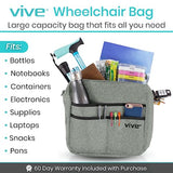 Vive Wheelchair Bag for Accessories (12" x 5 x 12") - Large Adjustable, Folding, Waterproof Backpack - Fits Walkers, Rollators, and Chairs - Pouch for Elderly & Seniors - Caddy Pouch Tray Attachment