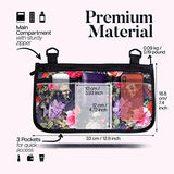 Wheelchair Bag, Walker Bag, Walker and Wheelchair Accessories for Adults, Water Resistant Storage Pouches for rollator, Electric Wheel Chair (armrest, Back Handle), Seniors, Gift for Woman, Floral