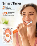 Bitvae Ultrasonic Electric Toothbrush for Adults and Kids, Electric Toothbrush with Rechargeable Power, 8 Toothbrush Heads and 5 Modes, Orange D2