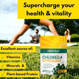 Sunlit Best Organic Chlorella Spirulina 500 Tablets - Pure Superfood Supplement Spirulina Chlorella Pills with Burst & Cracked Cell Wall Algae, Chlorophyll, & Vegan Protein, More Potent Than Capsules