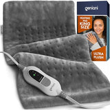 GENIANI King Size Heating Pad for Back Pain & Cramps Relief, FSA HSA Eligible, Auto Shut Off, Machine Washable, Moist Heat Pad for Neck & Shoulder, Knee, Leg, Tabby Gray 12'‘×24’’