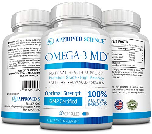 Omega-3MD - Fish Oil EPA & DHA - Improve Cardiovascular, Cognitive, and Joint Health - 1 Bottle Supply