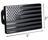 MULL USA Flag Metal Trailer Hitch Cover with Anti-Rattle Locking Pin (Fits 2" Receivers, Black)