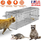 KOCASO Live Animal Trap Cage, Foldable Heavy Duty Humane Rat Trap for Indoor and Outdoor, Large Metal Mouse Trap for Squirrel Gopher Chipmunk Mice Raccoon, Easy to Catch and Release 23"x7"x8"