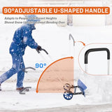 Booroh Wide Snow Shovel with Wheels 37" x 9.8", Snow Plow with ABS Reversible Blade, Snow Pusher with 90° Adjustable Handle, Ideal Snow Removal Tool for Driveway, Walkway, Sidewalk, Deck