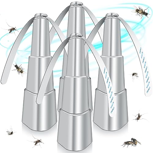 PIMAG Fly Fans for Tables, Fly Repellent Fan Indoor Outdoor with Holographic Blades Keep Flies Away, Batteries Powered Bug Repellent Outdoor for Picnic, Party, Kitchen, and BBQ, 4 Pack Silver