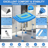 UGarden Heavy Duty Stainless Steel Shower Chair Seat, 400lbs Adjustable Height Shower Stool for Inside Shower, Blue Bath Seat Chair, Handicap Bathroom Stool, Shower Stools for Seniors, Adults,Disabled