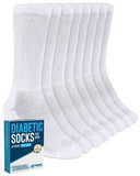 Doctor's Select Mens Diabetic Socks - 4 Pairs | White | Neuropathy Socks for Men | Non Binding Socks | Extra Wide Socks Men | Diabetic Crew Socks for Men